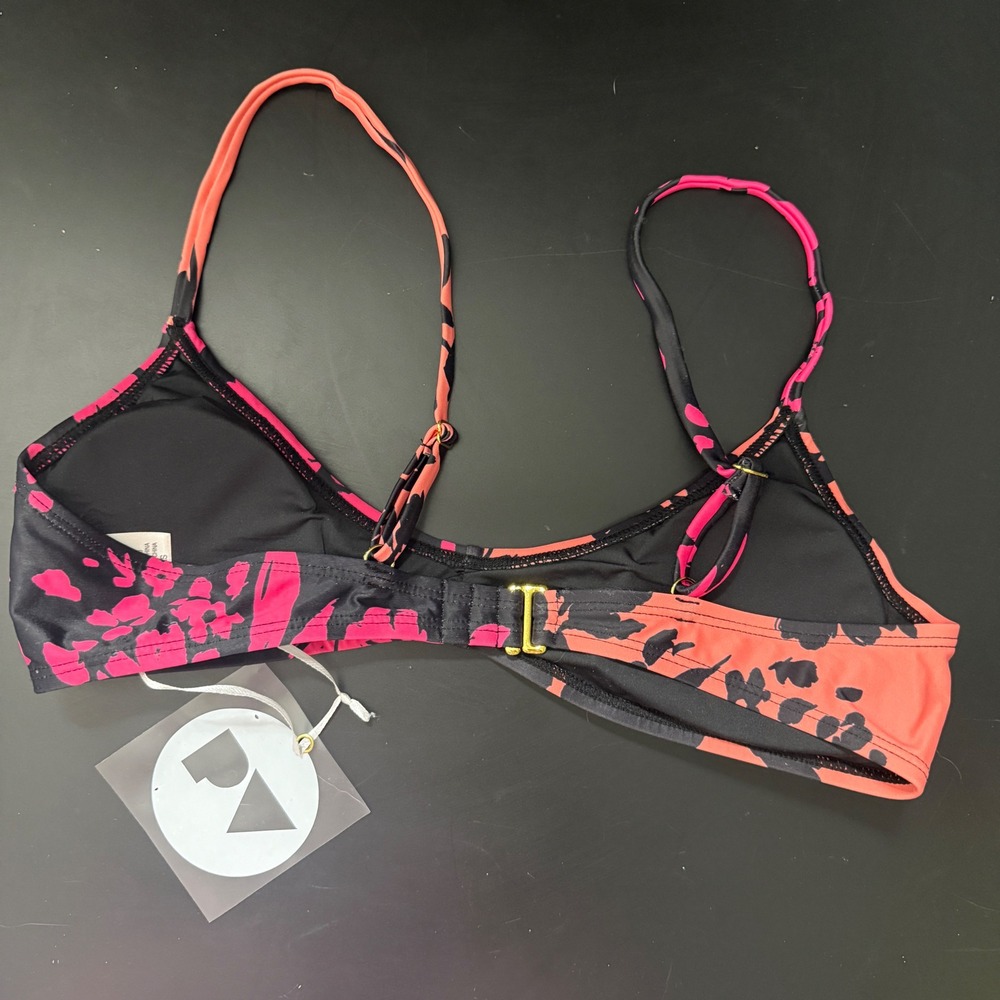 Perfect Vacation Floral Bikini Top Pink Orange Black XS NWT - Picture 2 of 4